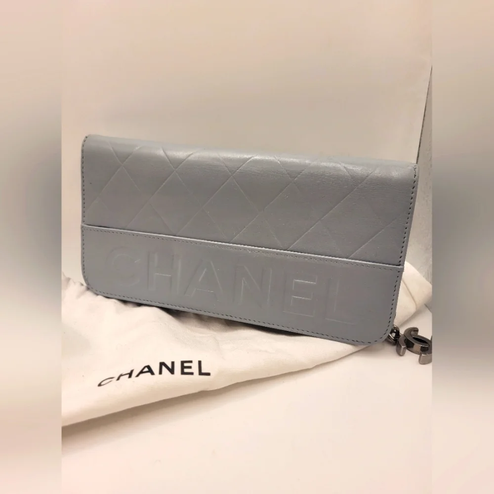 Chanel Bifold Gray Lambskin Wallet
